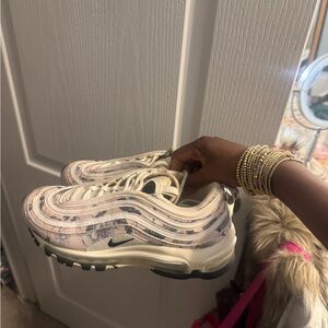 Nike Air Max 97 Cream and Pink Marble Pattern Sneakers